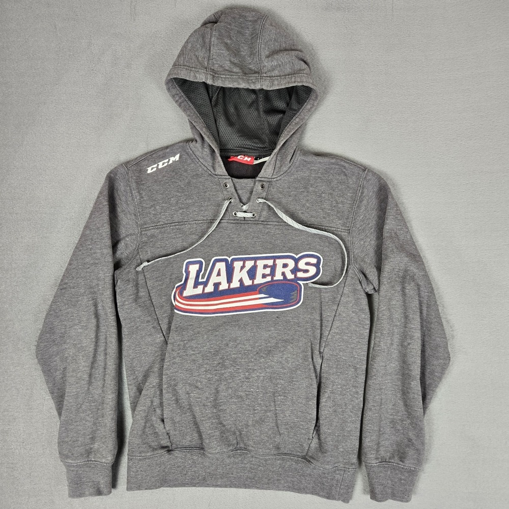 CCM Lakers Hockey Hoodie‎ Mens Small Sweatshirt Gray Hockey Pullover
